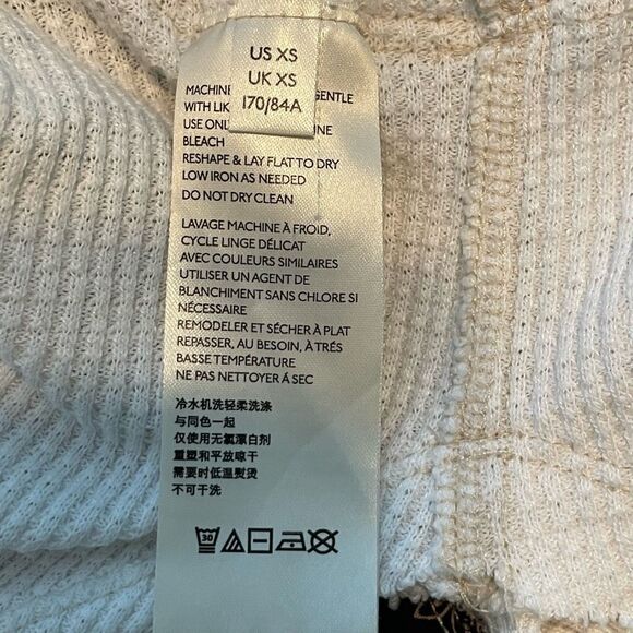 Free People We The Free Blossom Top Cream Pink Brown Thermal Floral Long Sleeves - Picture 8 of 9